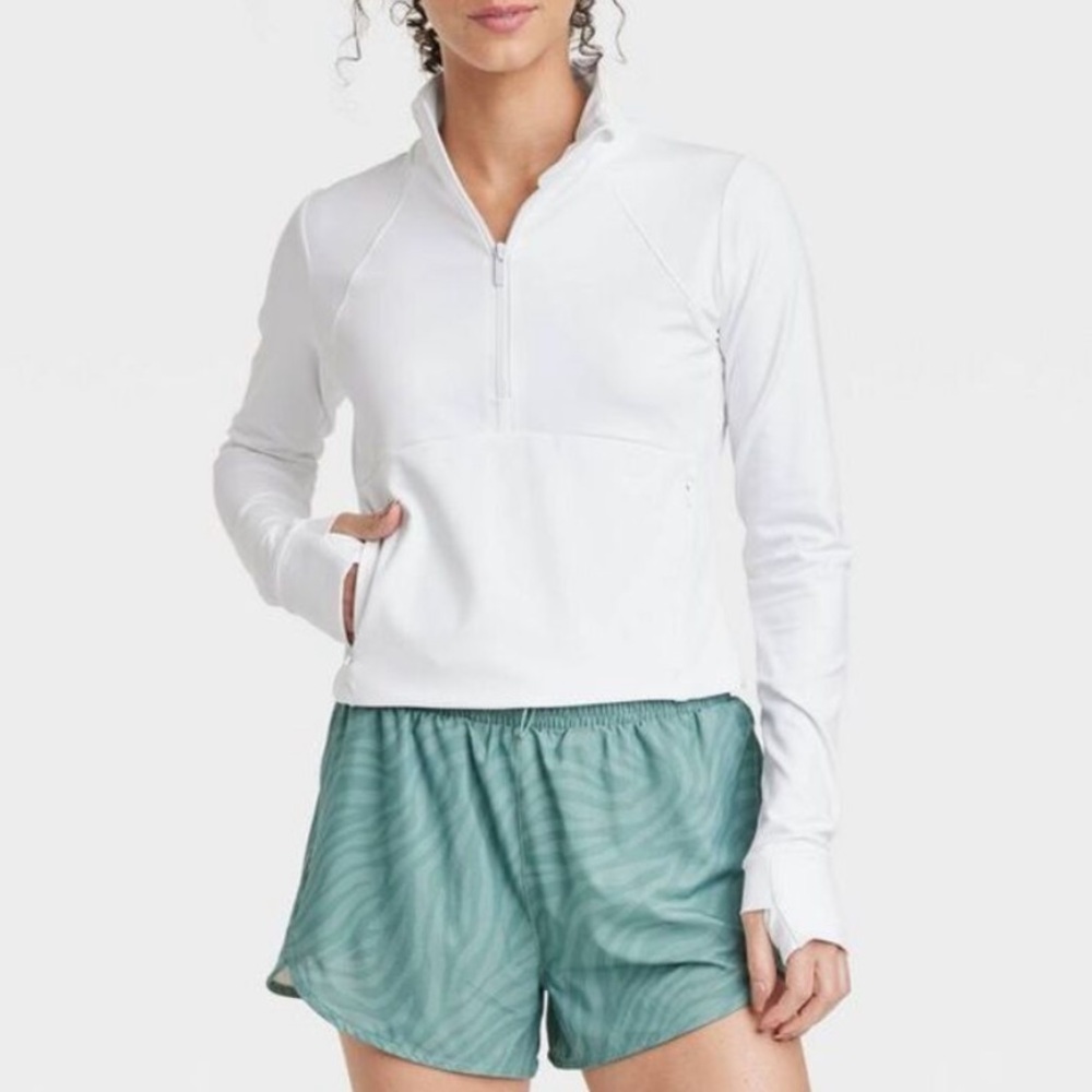 All in Motion White Pullover 1/2 Zip Crop Jacket